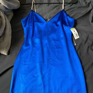 A Satin blue mini dress